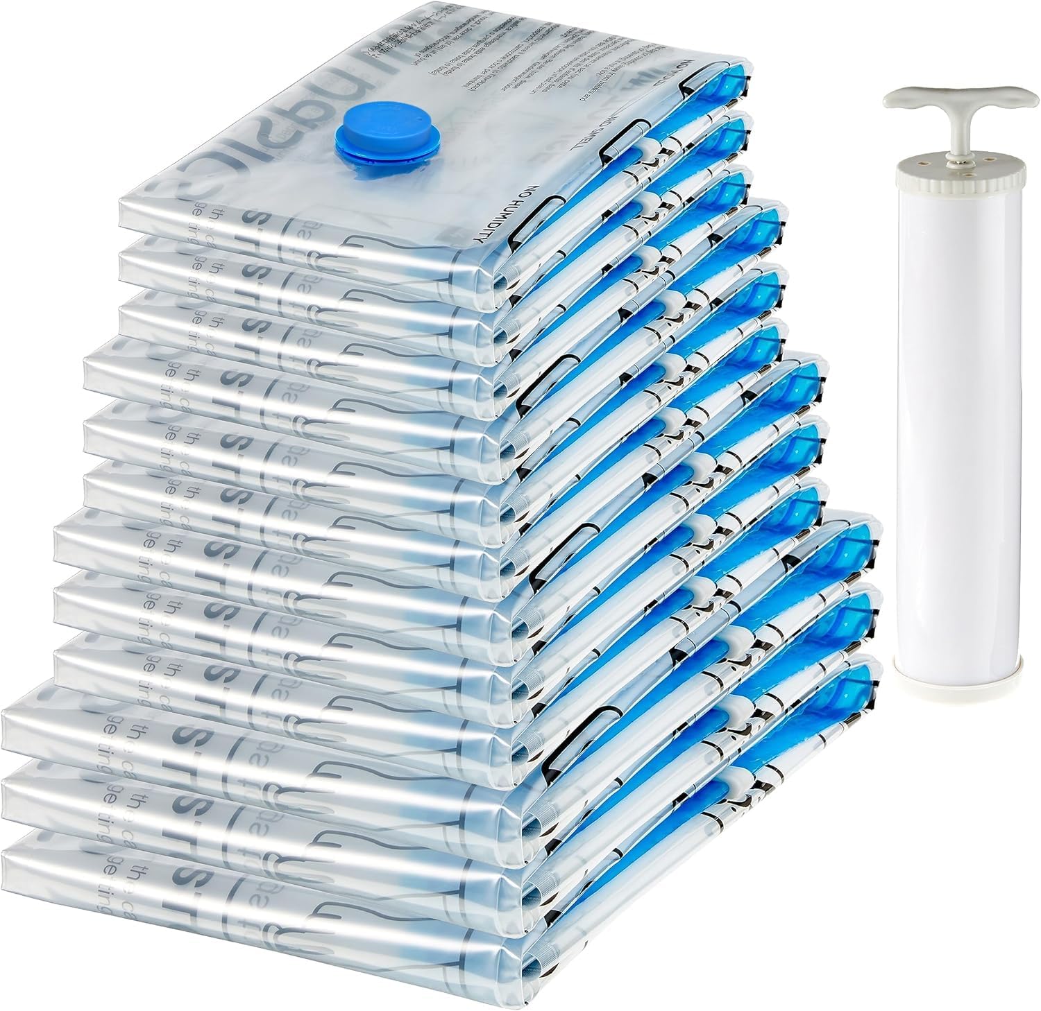Basics Paquete de 6 Bolsas de vacío para Almacenamiento de Ropa, Incluyen Bomba Manual de vacío, con Cremallera, tamaño Extragrande,Jumbo, Transparente