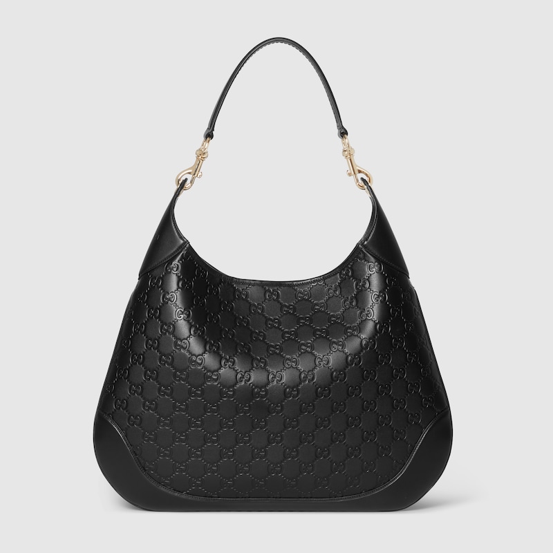 Gucci B large shoulder bag Black GG embossed leather