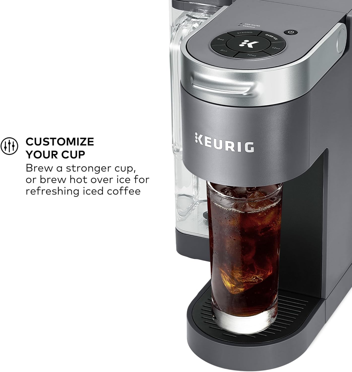 Coffee maker, MultiStream technology, 4 brewing sizes, 64 oz (about 1.9 kg) dual-position removable water tank,