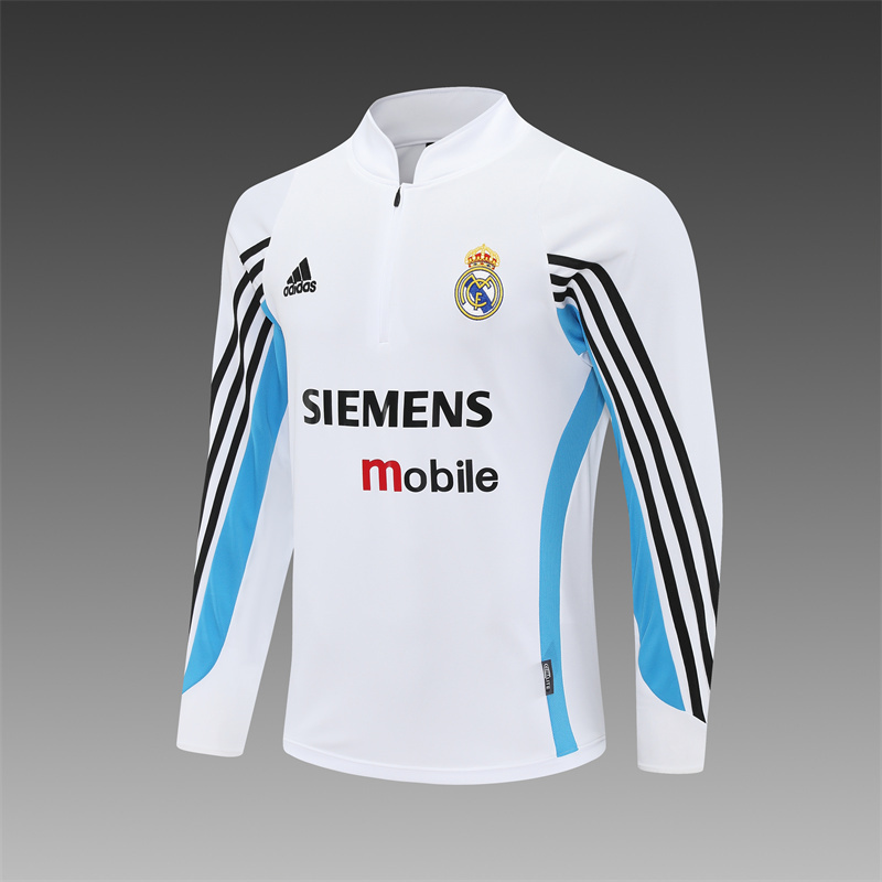 03/04 Real Madrid Retro Training Uniform Long- Sleeve Football Shirt