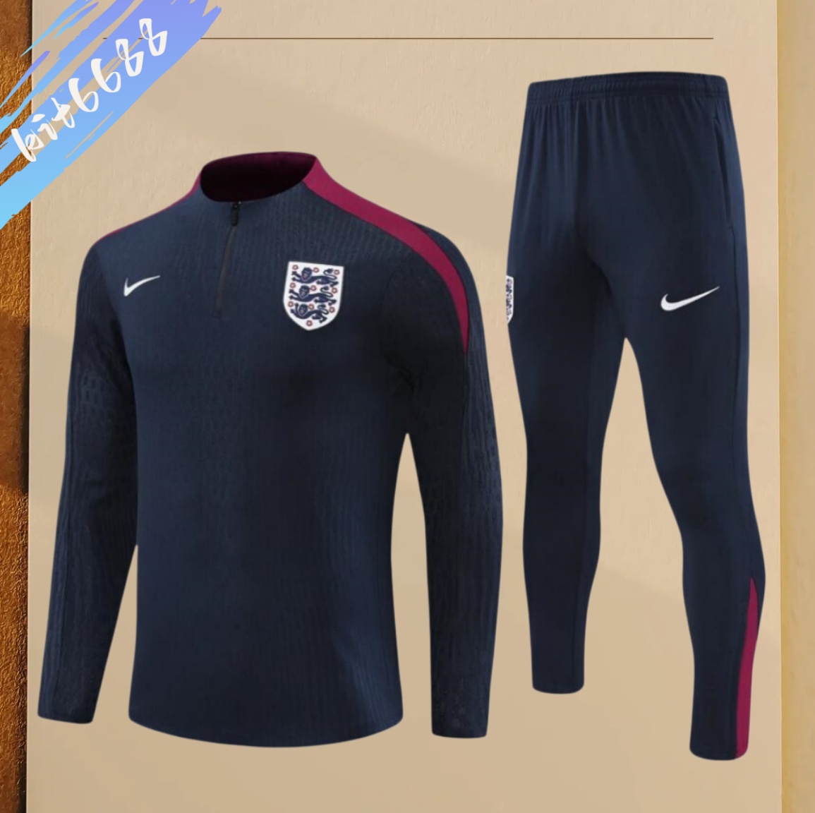 2024/2025 England Black Half Zip Training Kit -  (Adult Kids Kit)