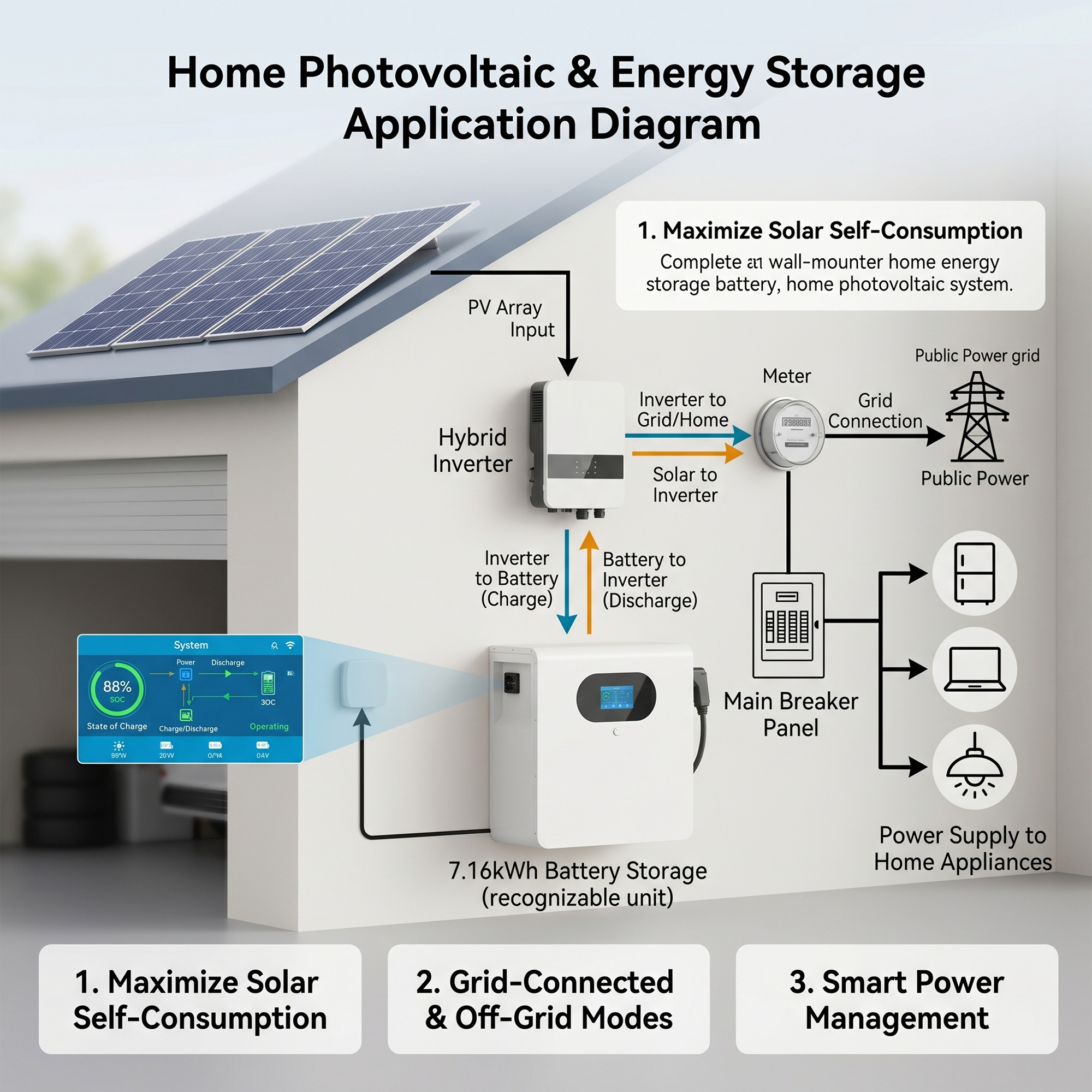 25.6V 280Ah 1P8S 7.16KWH Wall-mounted Battery