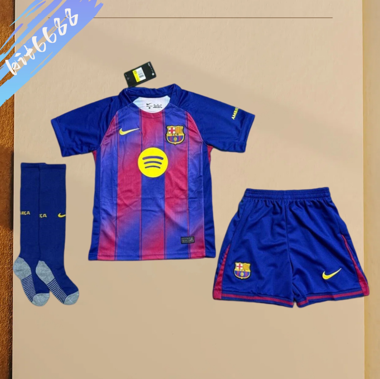 2025/2026 Barcelona Home Football Shirts (Adult Kids Kit socks）