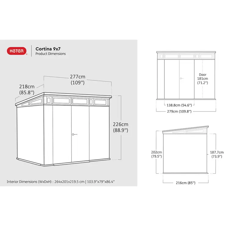 Keter Cortina 9ft 2 x 7ft (2.8 x 2.1m) Storage Shed
