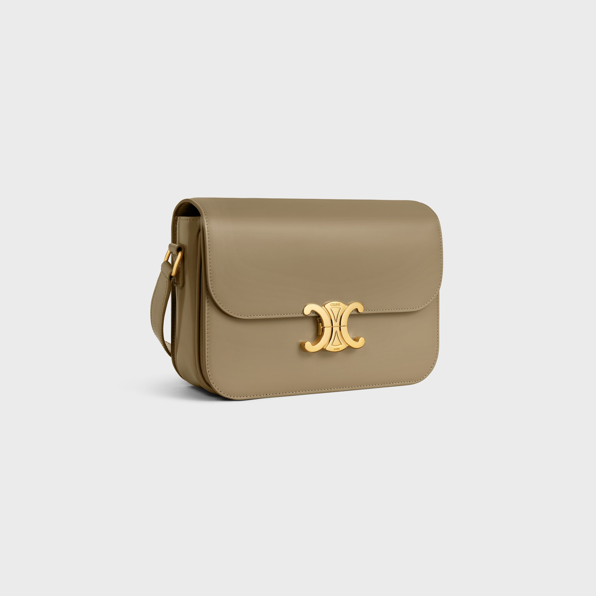CLASSIQUE TRIOMPHE BAG in shiny calfskin BROWN SEPIA