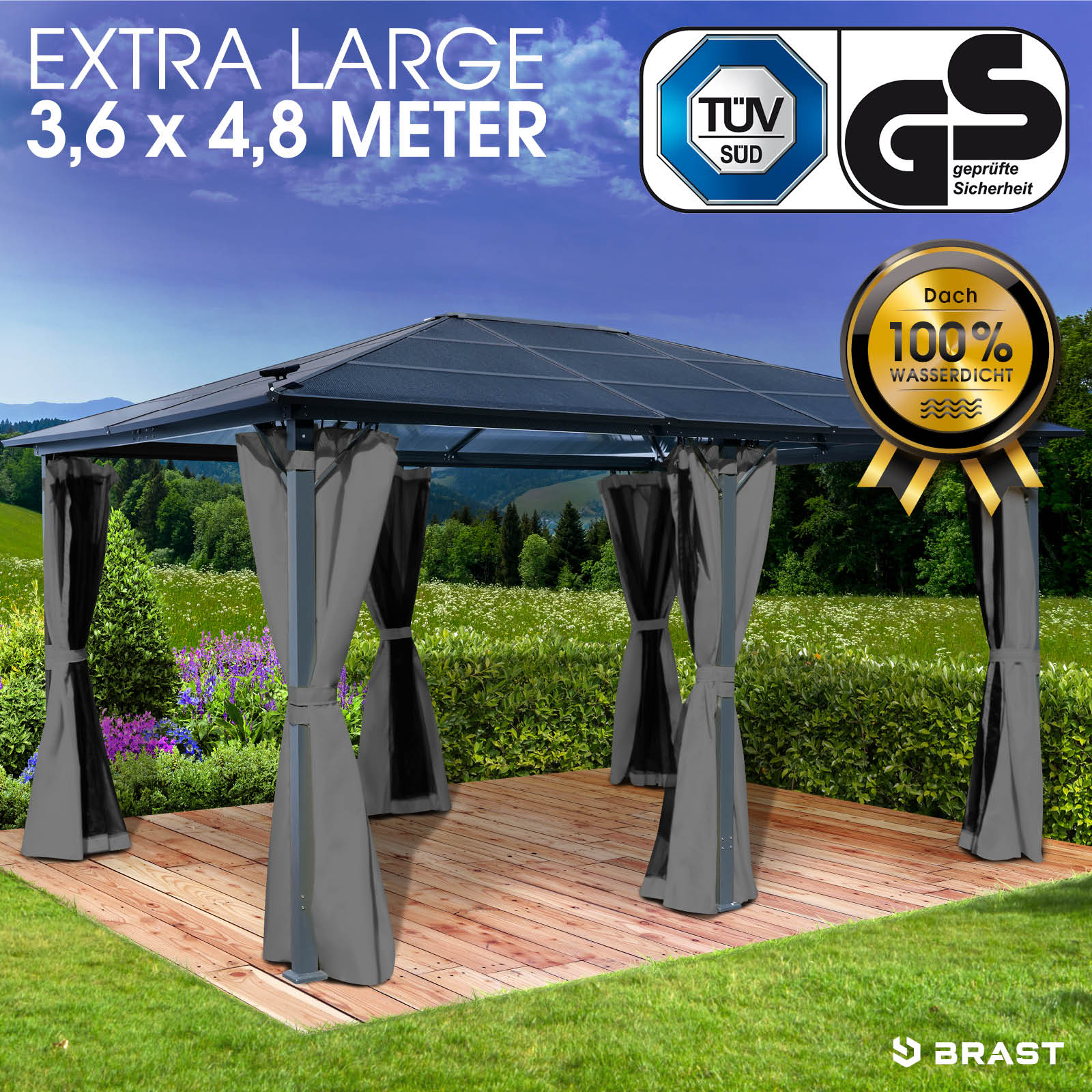 BRAST Alu Pavillon PREMIUM 3.6x4.8m beige