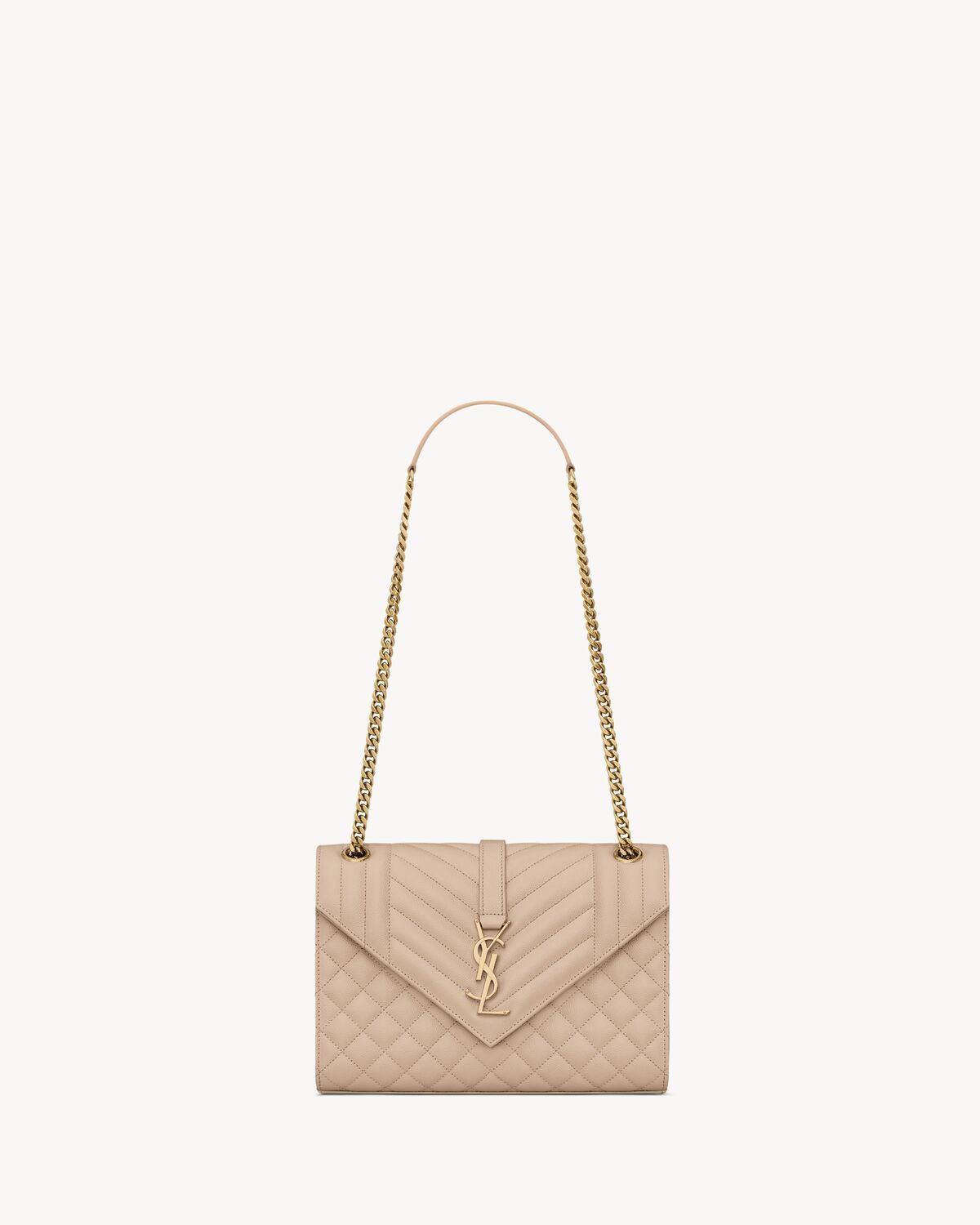envelope medium in quilted grain de poudre embossed leather DARK BEIGE