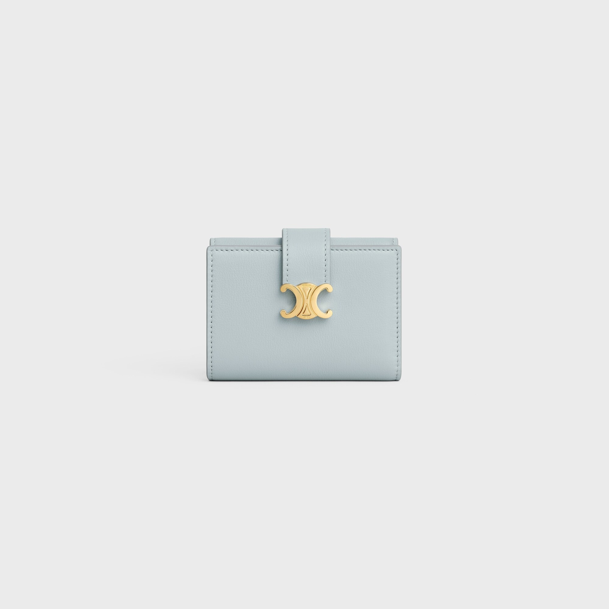 FINE STRAP WALLET NINO IN SUPPLE GRAINED CALFSKIN ICE BLUE
