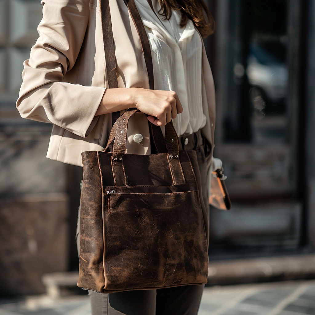 Convertible Distressed Leather Tote Bag