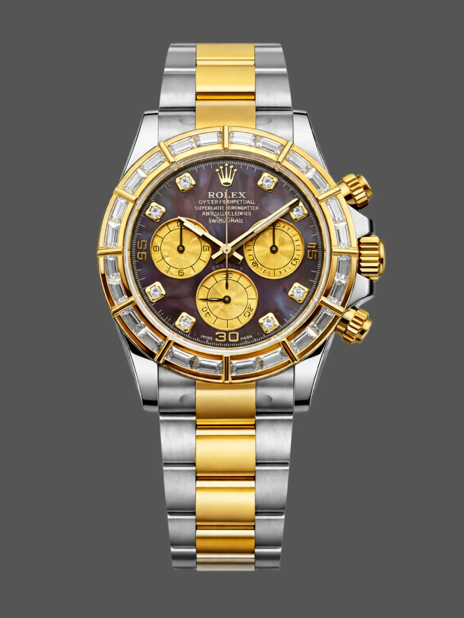 Rolex Daytona Cosmograph 116568BR Replica 40 Yellow Gold Black MOP Dial