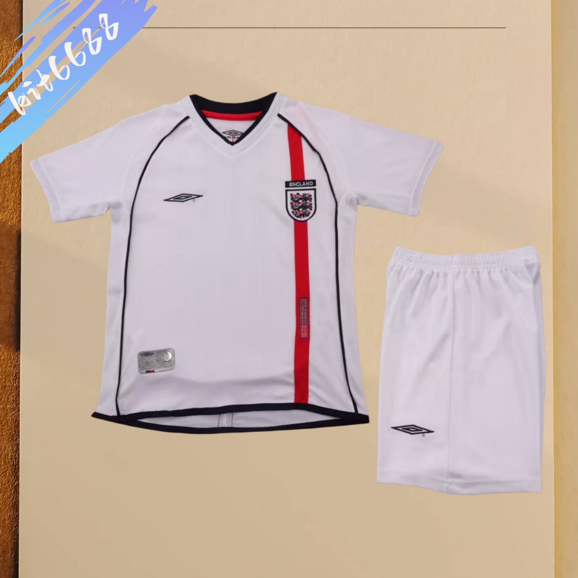 2002 England home   Retro Football Soccer jerseys Kids suit
