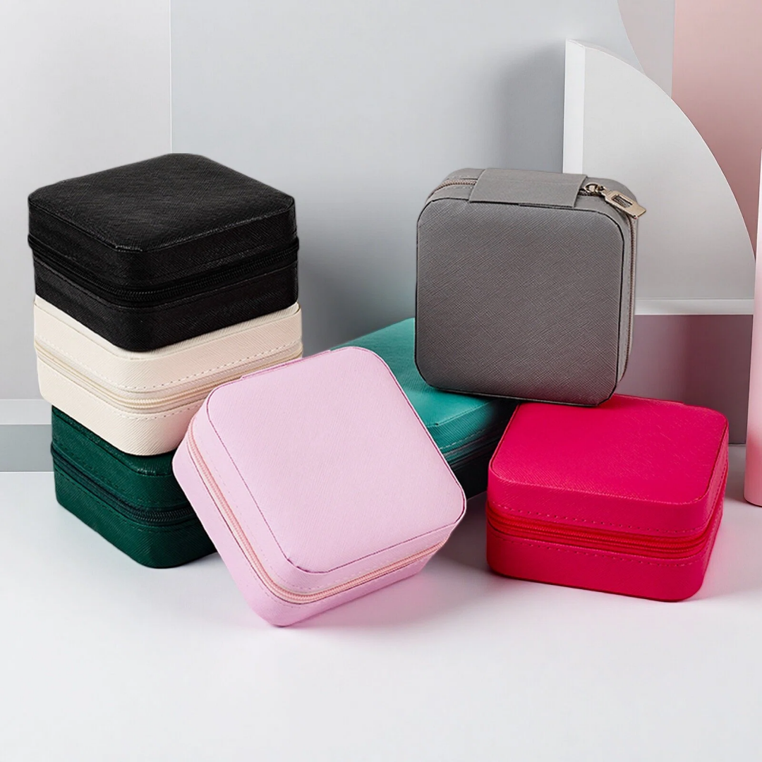 Travel Jewelry Case Small Jewelry Box Jewelry Organizer Storage Case Portable PU Leather Mini Jewelry Travel Case for Girls Womens Earring, Necklace, Rings,Bracelets  custom logo