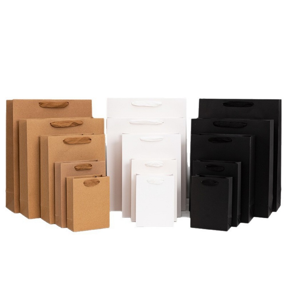 In Stock Thick Square Kraft Paper Bag, Premium Flower Bakery Gift Hand Bag, Luxury Christmas Holiday Packaging Bag For Gifting Wholesale