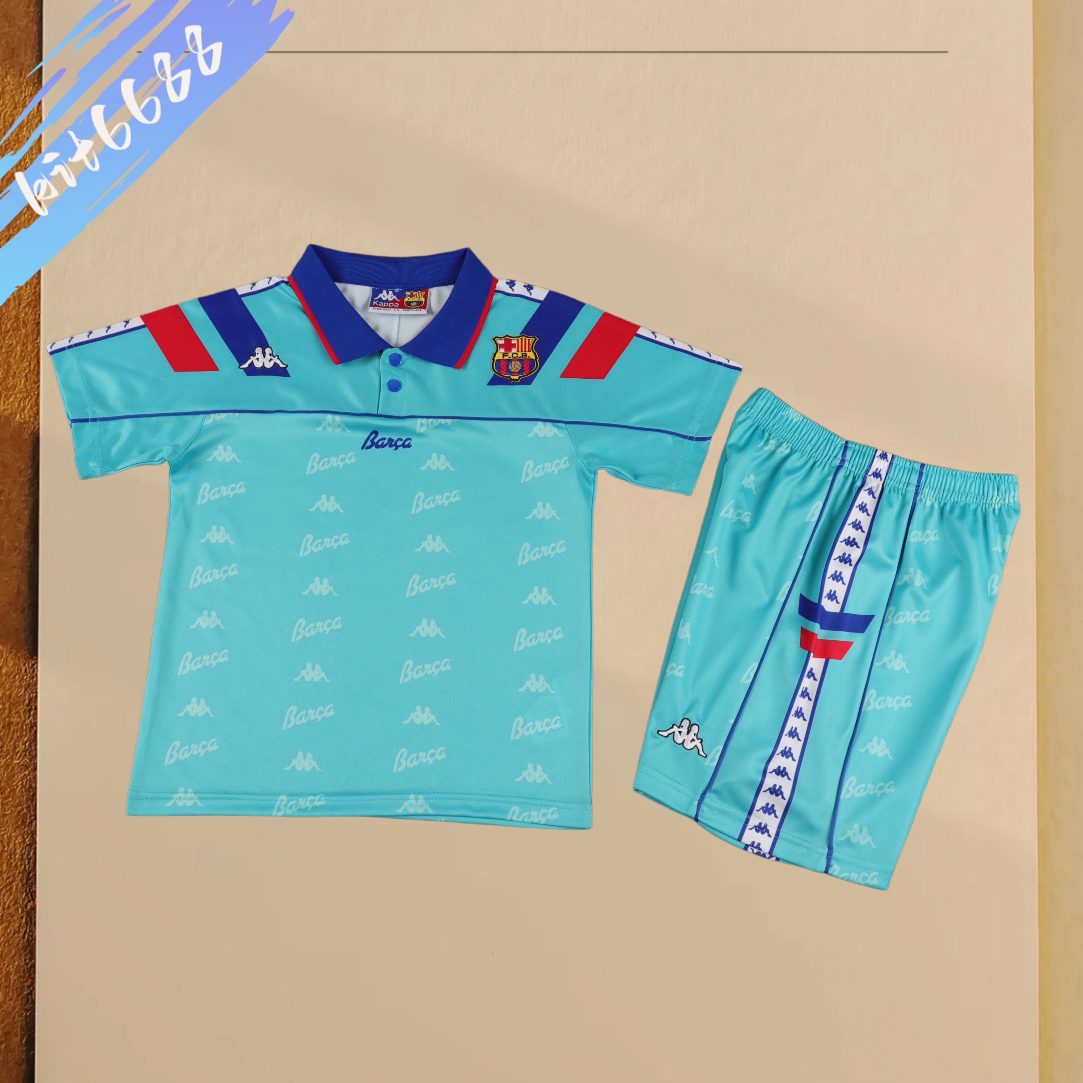 1992/1995 Barcelona Away Retro Kids Kit(Kids Kit)