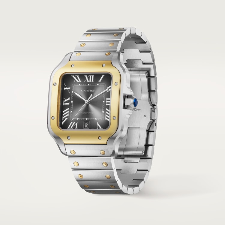 Santos de Cartier watch Large model Anthracite gray dial 39.8 mm