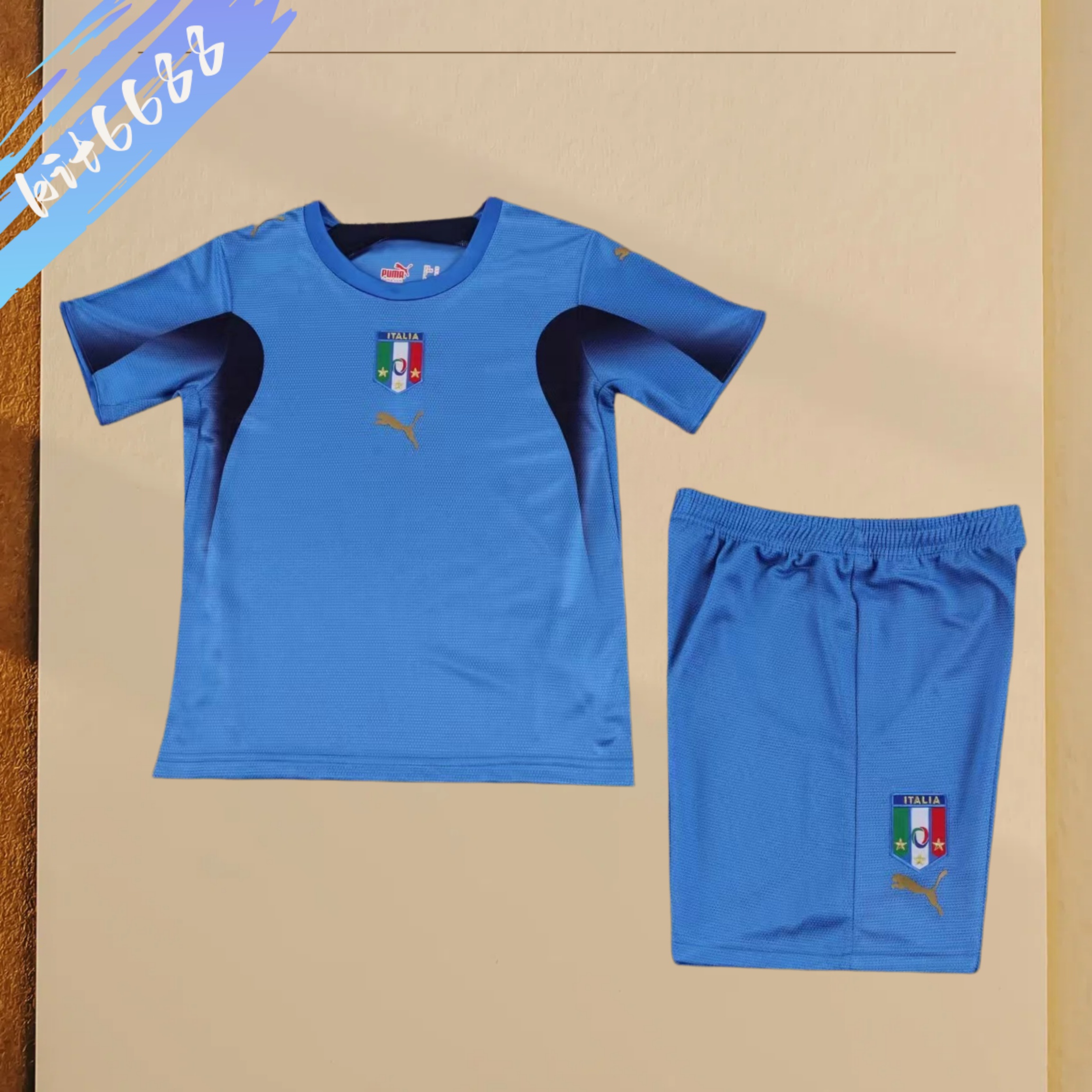 2006 Italy home Retro Football Shirt ( Kids Kit )