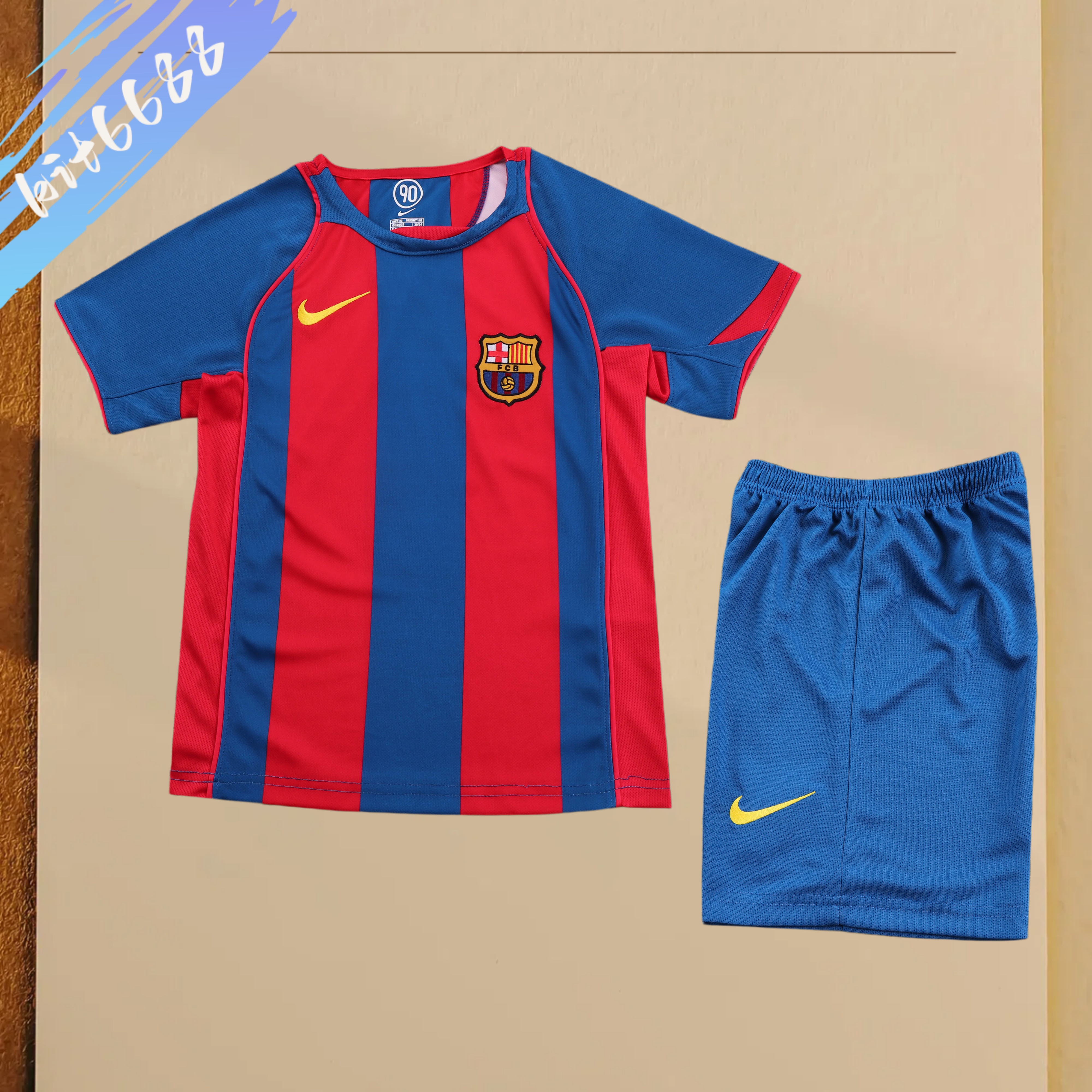 2004/2005 Barcelona home Retro Kids Kit(Kids Kit)