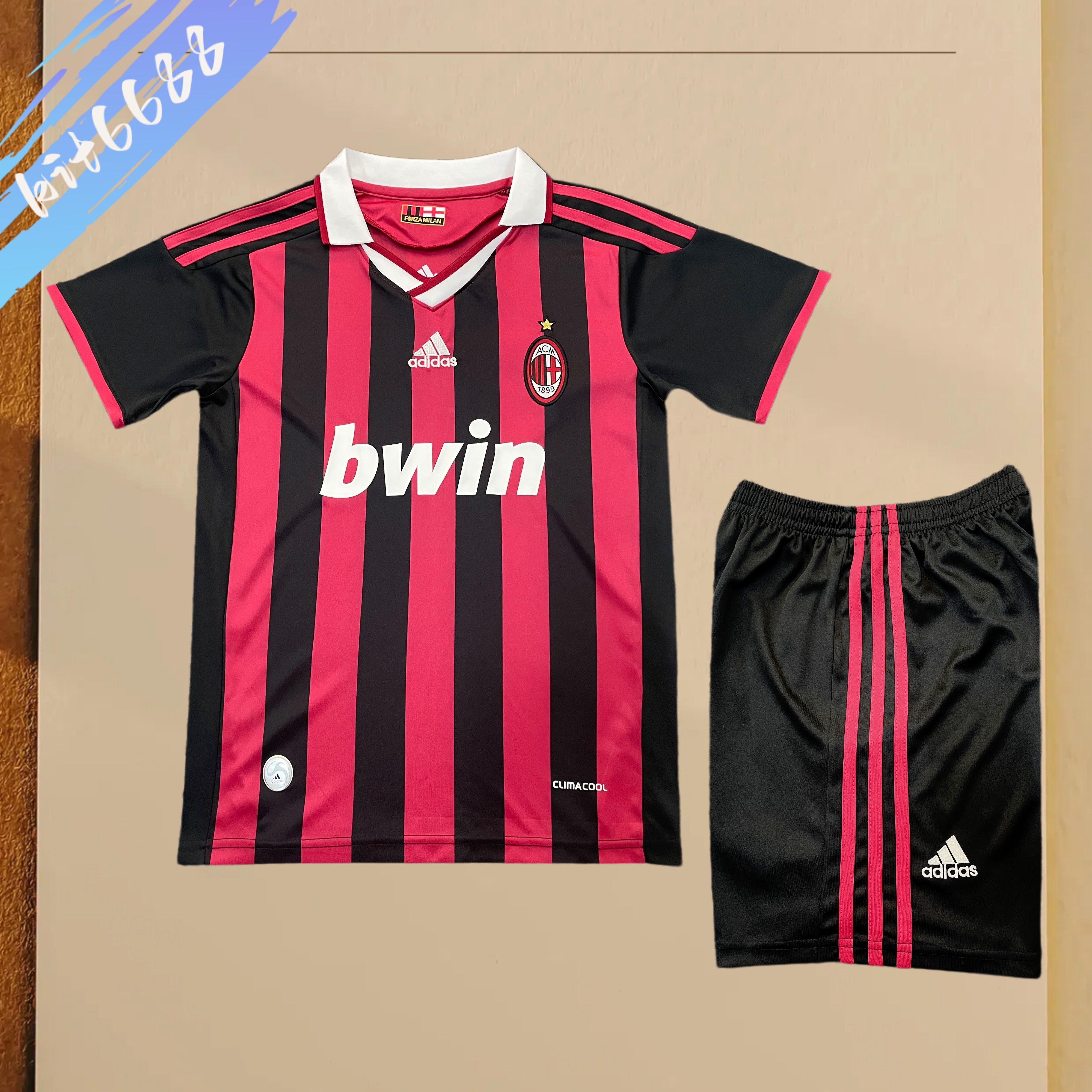 2009/2010 AC Milan home Retro Football Jersey (Kids Kit)