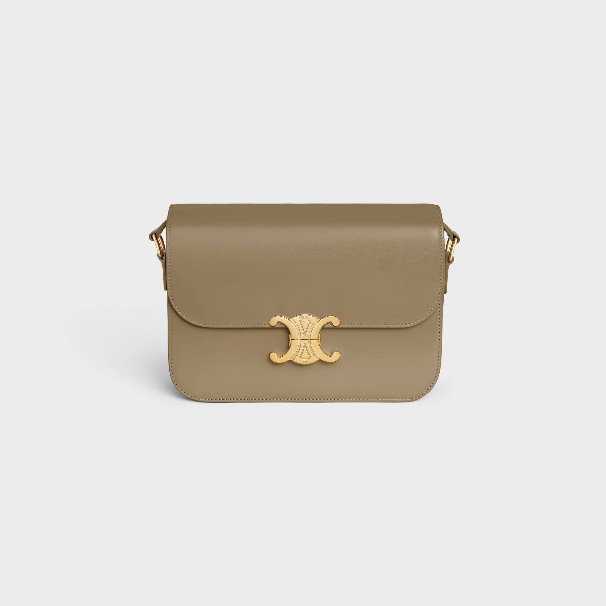 CLASSIQUE TRIOMPHE BAG in shiny calfskin BROWN SEPIA