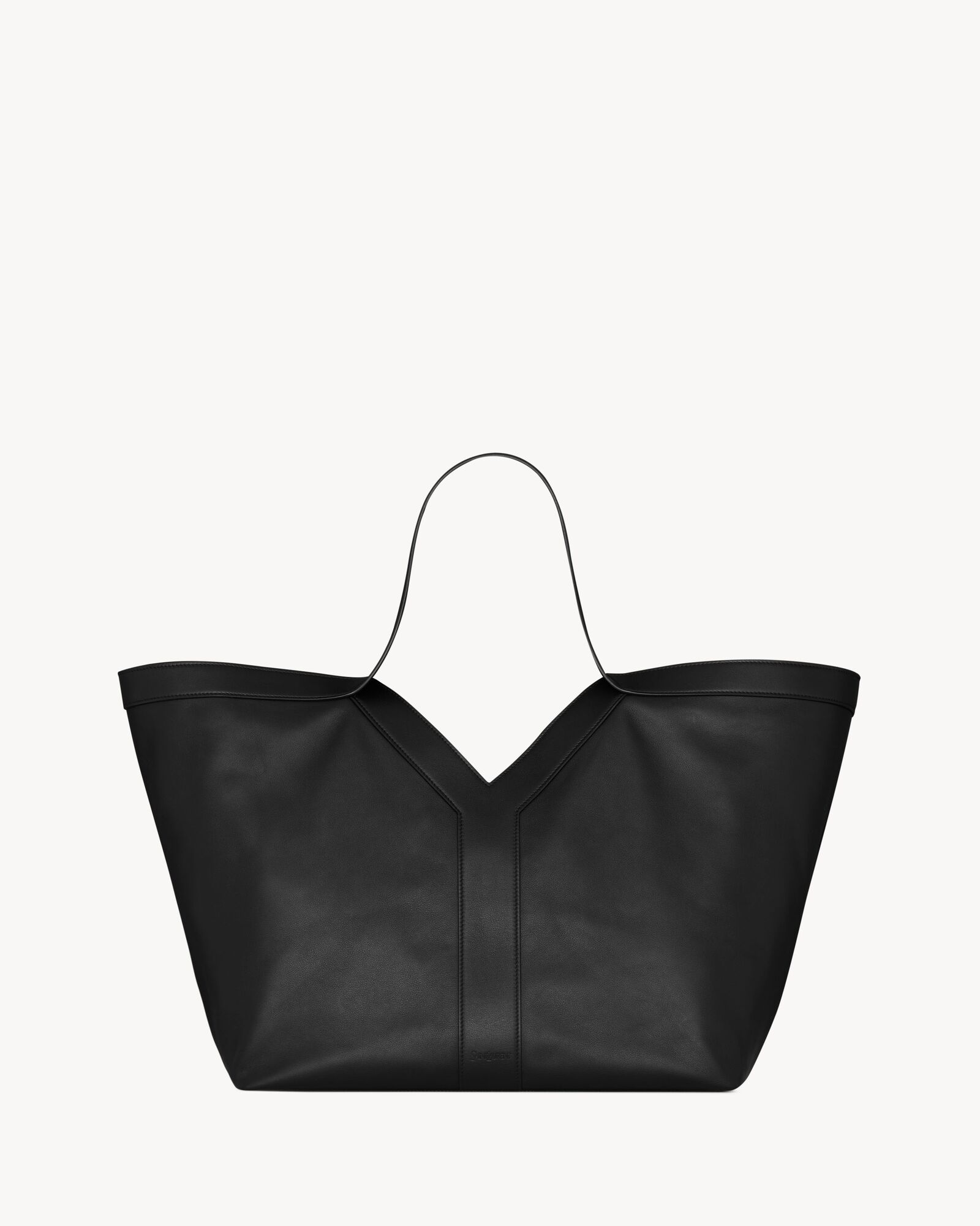 y tote in leather BLACK