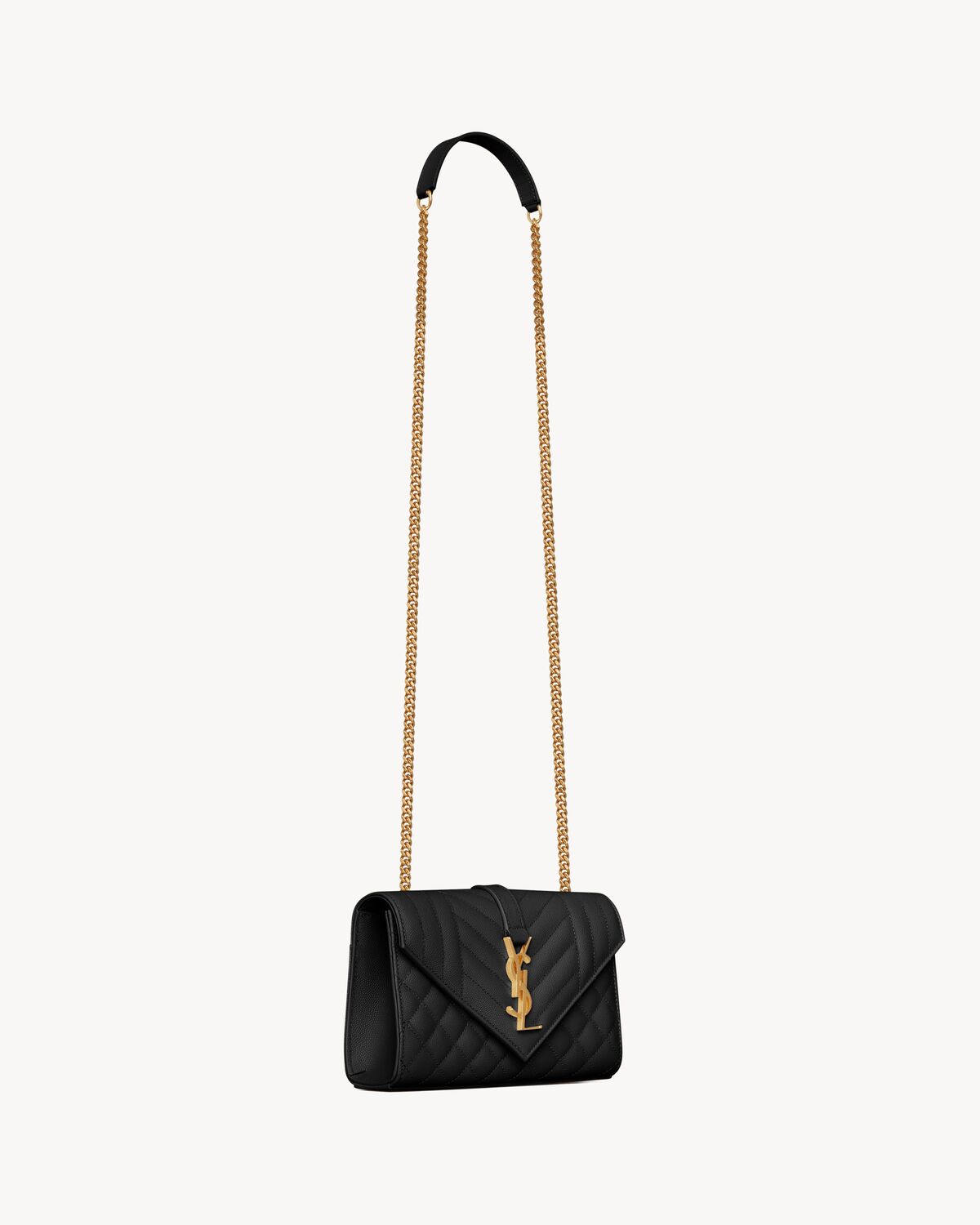 envelope small in quilted grain de poudre embossed leather NOIR