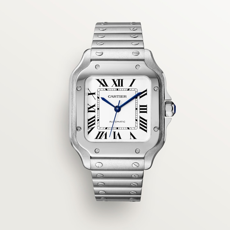 Santos de Cartier watch Medium model Silvered opaline dial 35.1 mm