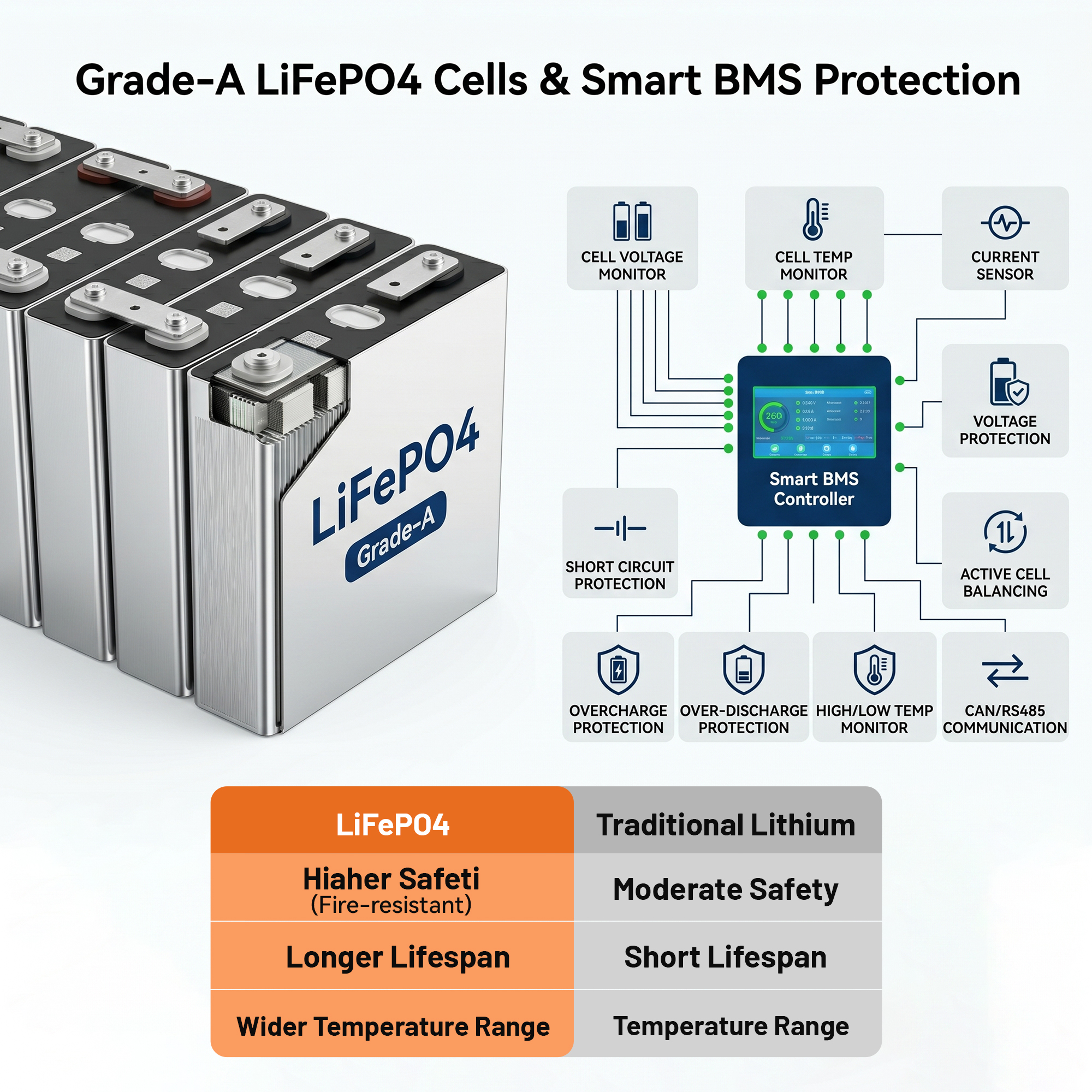 25.6V 280Ah 1P8S 7.16KWH Floor Standing Battery