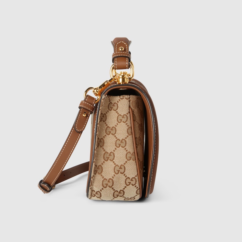 Gucci Blondie medium top handle bag Beige and dark brown GG canvas