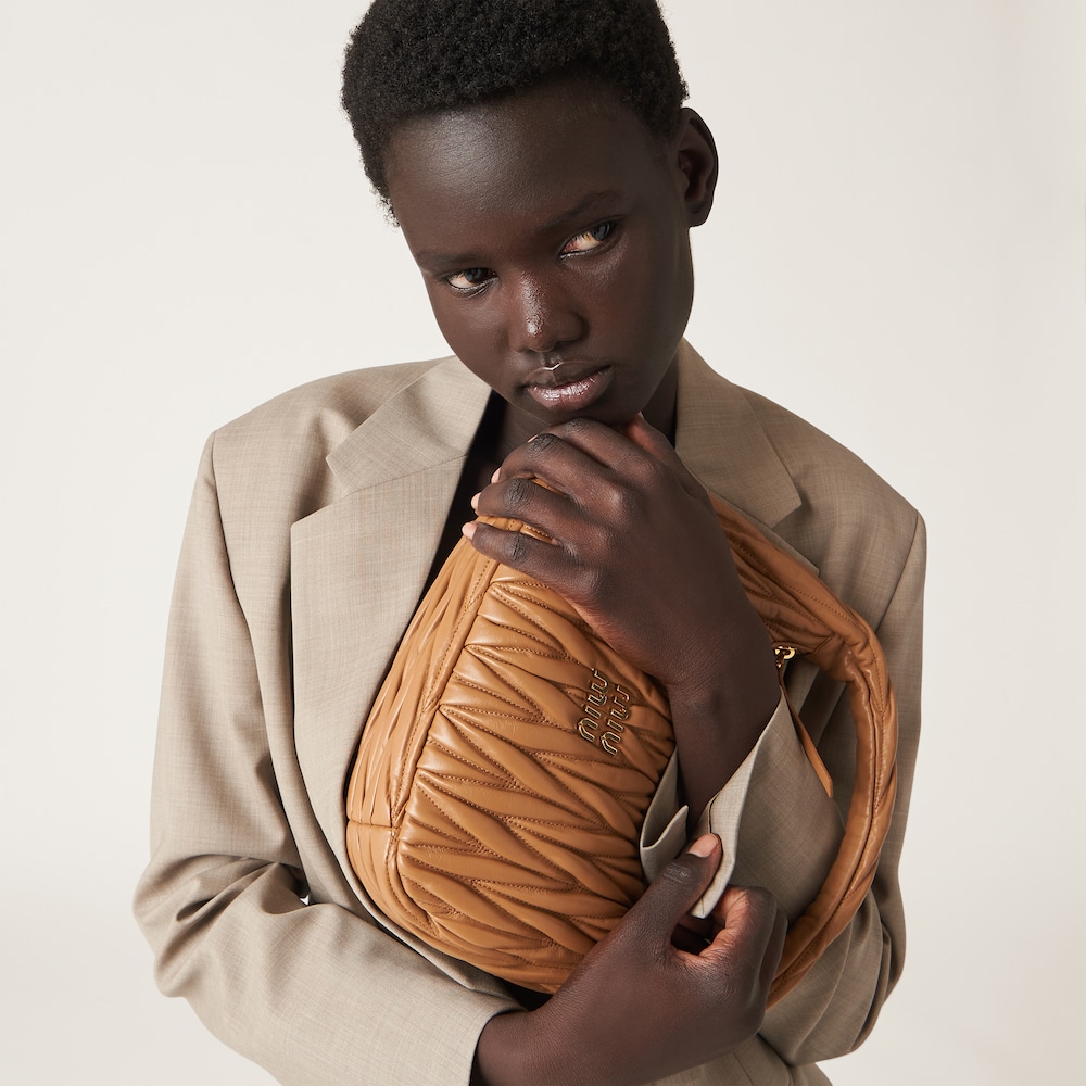 Wander matelassé nappa leather hobo bag Caramel