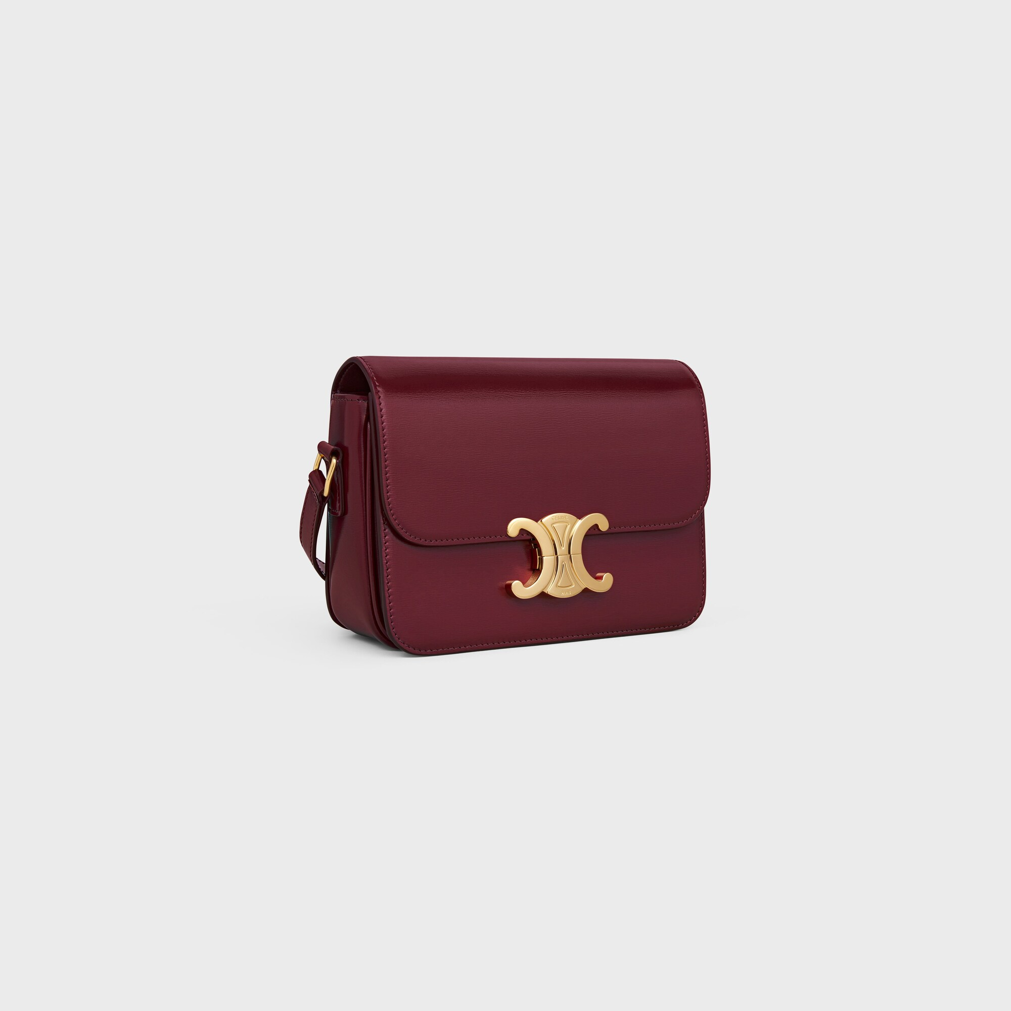 Teen Triomphe Bag in shiny calfskin LIGHT BURGUNDY