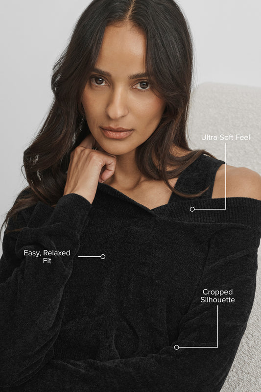 Micro Chenille Cropped V-Neck Coverup