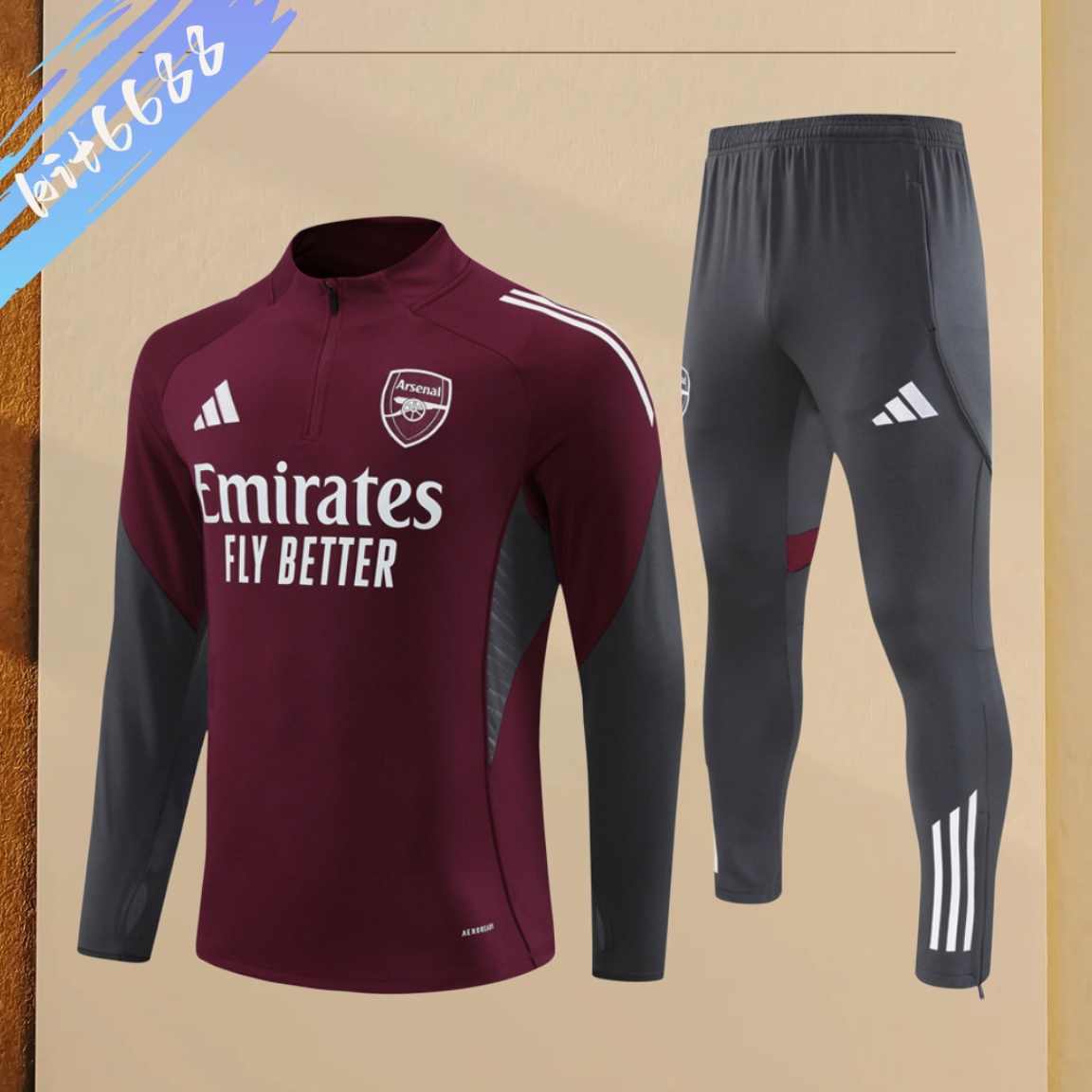 2025/2026 Arsenal Kids Half Zip Training Clothes (Adult Kids Kit)