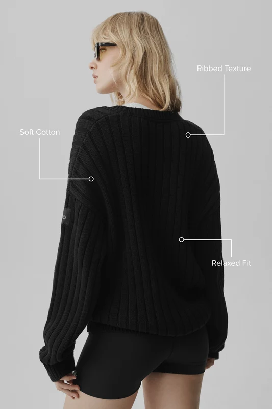Cotton Rib Parallel Sweater