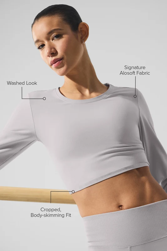 Washed Alosoft Crop Finesse Long Sleeve