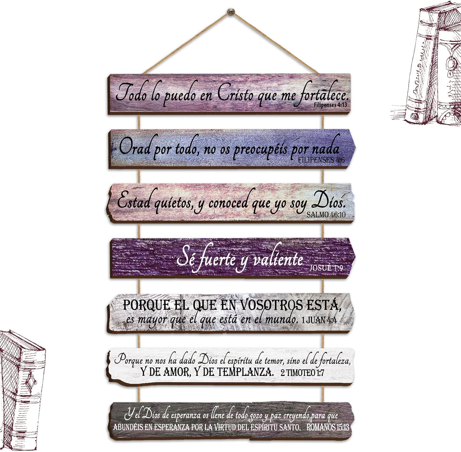 Yookeer Christian Gifts for Women & Men - 7-Piece Wooden Bible Verse Wall Art Set for Home Office or Meditation Space