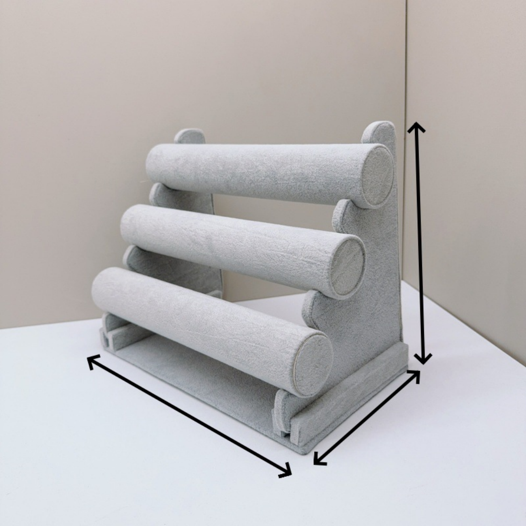 Velvet Fabric Bracelet Stand Jewelry Display Rack Watch Bracelet Holder Display Stand Jewelry Packaging Rack Three-Tier Bracelet Display custom logo