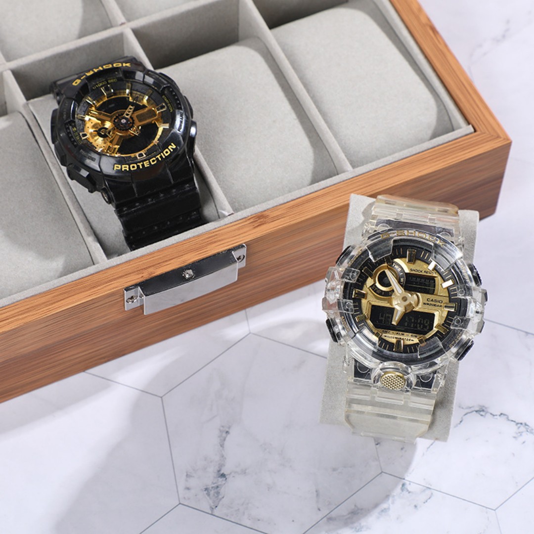 1,2,3,6,10,12 Slot Watch Cases for Men Watch Box with Large Glass Lid Lockable Wood Watch Display Case Watch Organizer Giftable Elegant Watch Holder custom logo