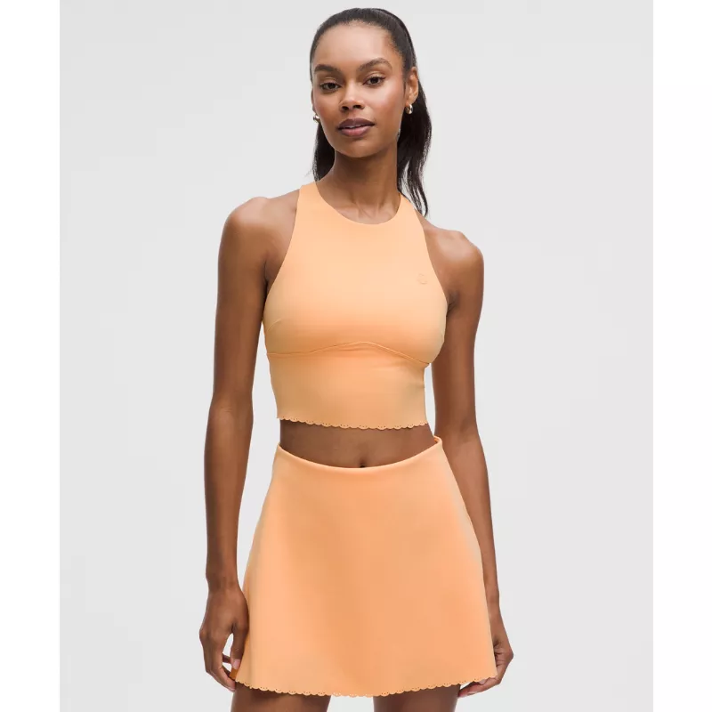 Scallop-Hem High-Neck Tennis Tank Top Medium Support, B/C Cup