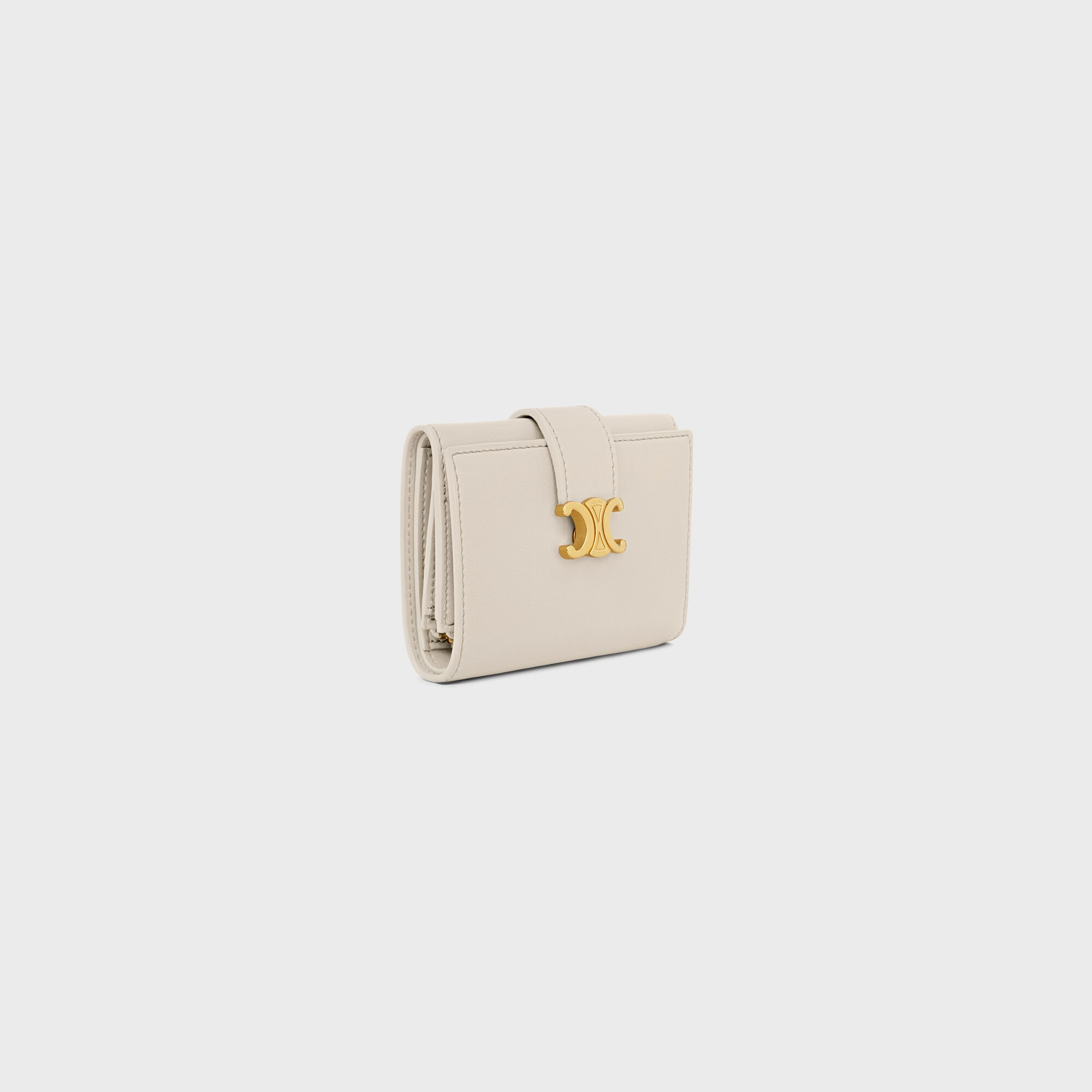 FINE STRAP WALLET NINO IN SUPPLE GRAINED CALFSKIN PALE BEIGE