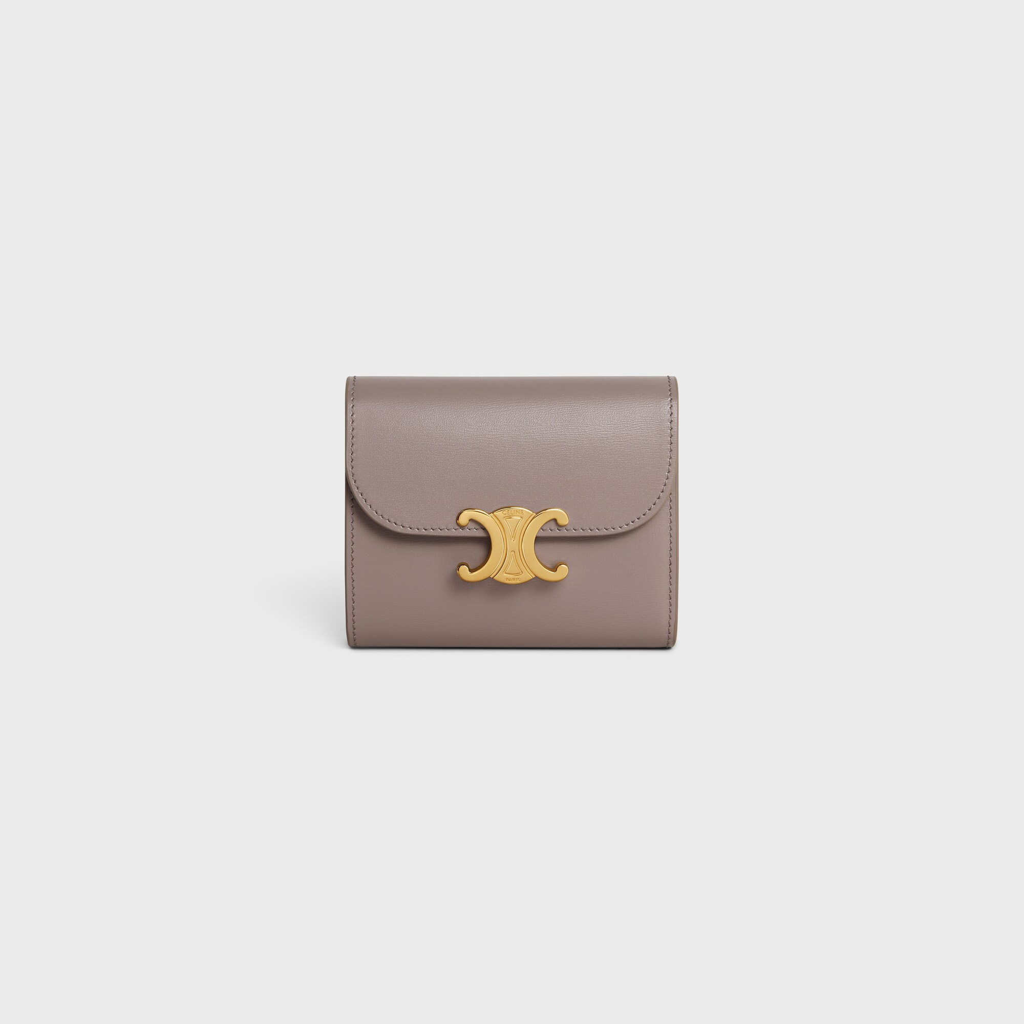 Small Flap Wallet TRIOMPHE in Shiny calfskin PEBBLE