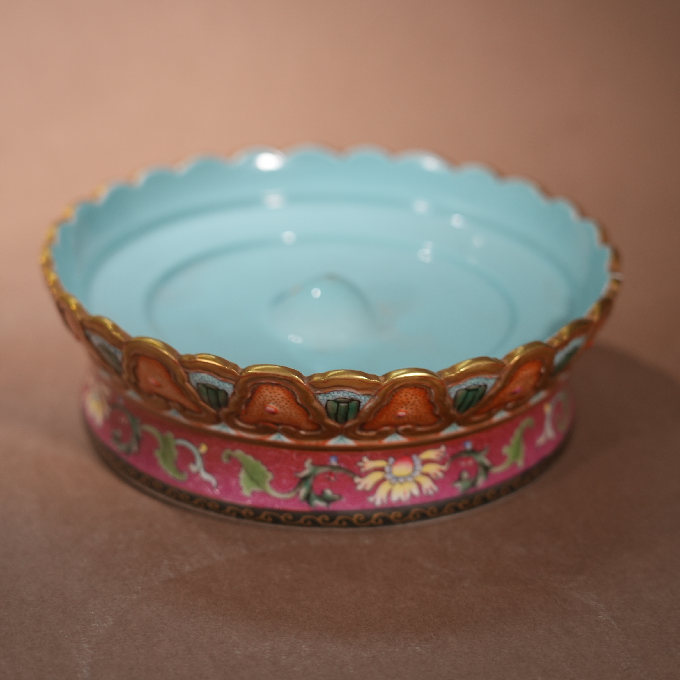 Ancient Chinese Famille Rose and Jun-Glazed Double Gourd Vase with Elephant Handles