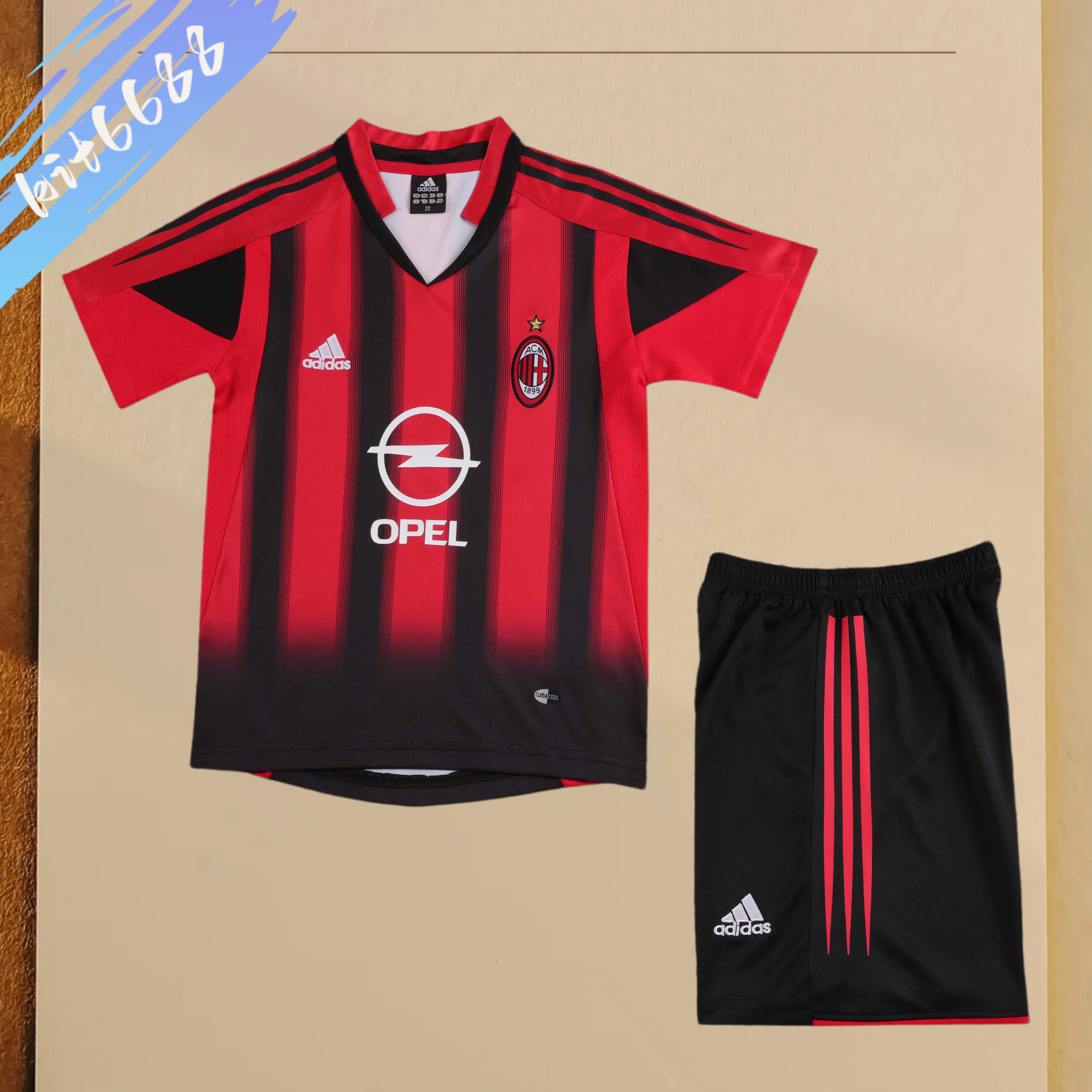 2004/2005 AC Milan home Retro Football Jersey (Kids Kit)