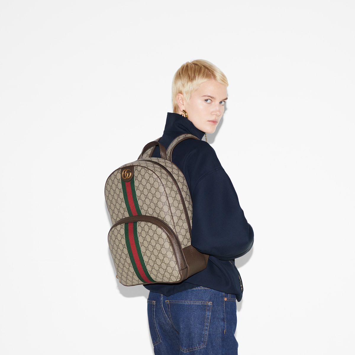 Ophidia medium backpack Green and red Web stripe