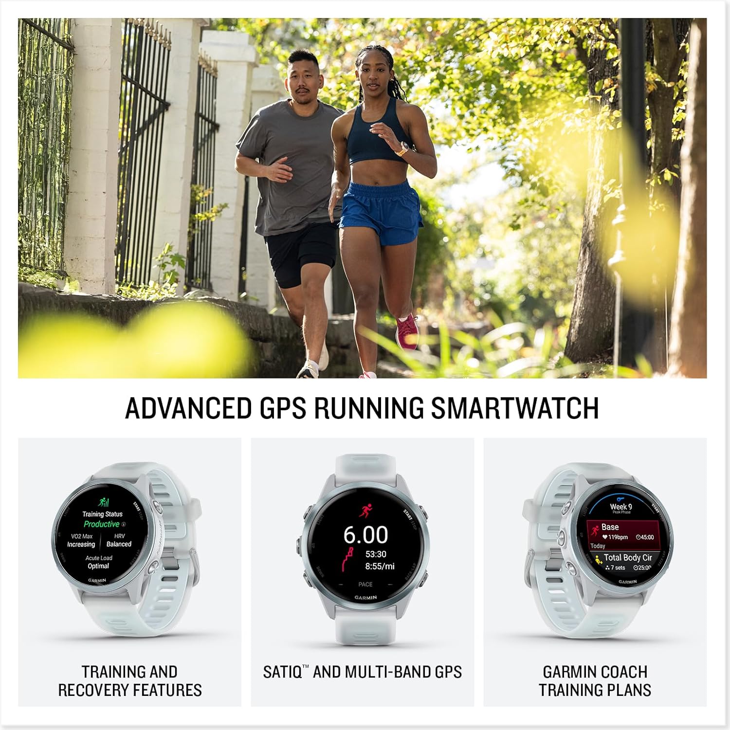 Garmin® Forerunner® 570. 42mm. Advanced GPS Running and Triathlon Smartwatch. AMOLED Display. Training and Recovery Features. Raspberry Aluminum with Translucent Bone/Mango Band