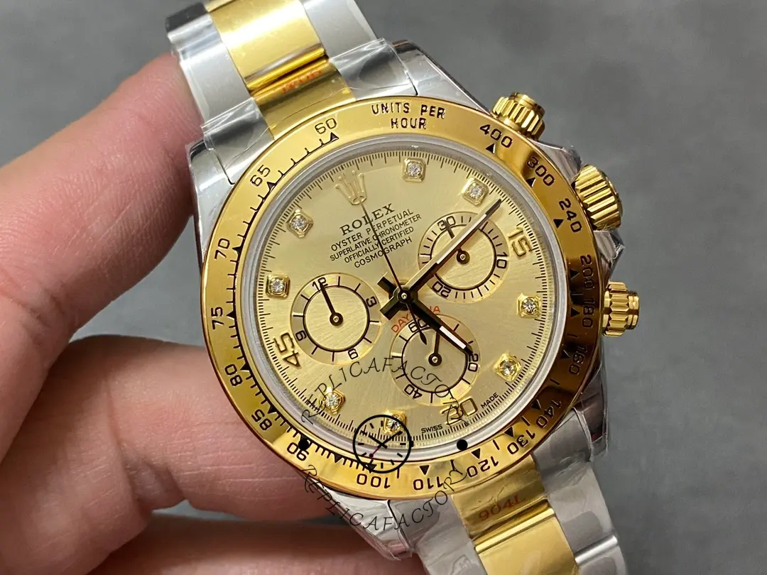 Rolex Cosmograph Daytona 116503 Yellow Gold Champagne Diamond Dial 40MM Mens Replica Watch