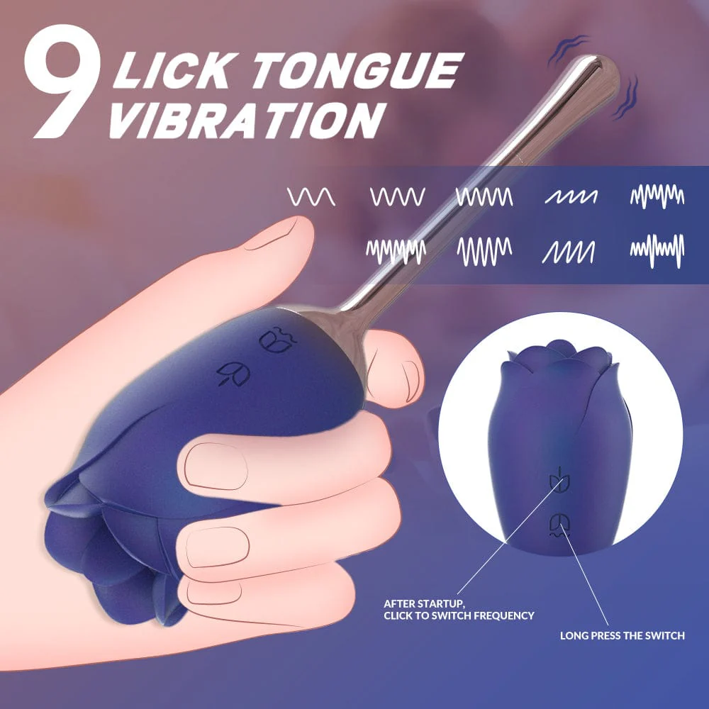 Silicone Rose Vibrator With Tongue Licking for Women