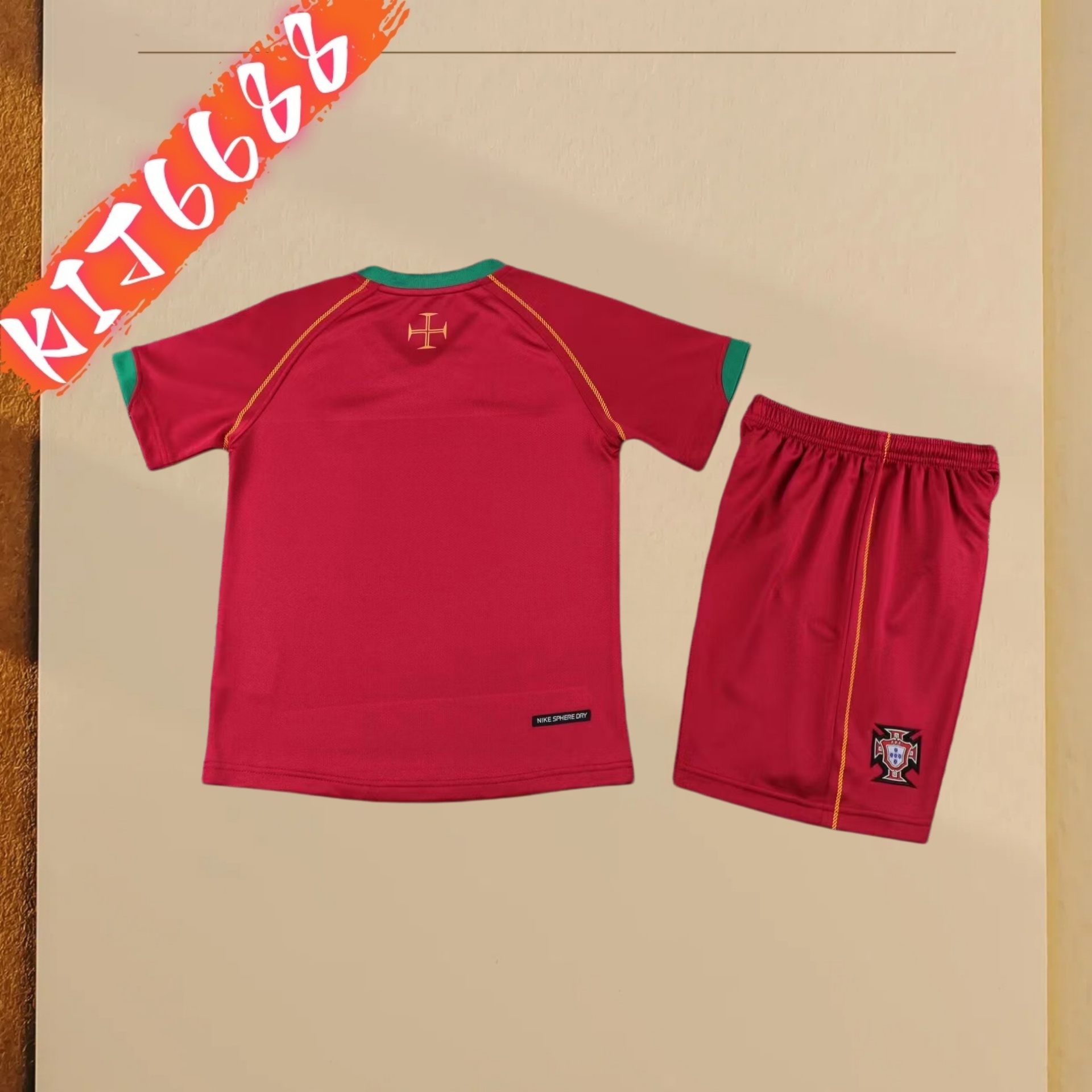 2006 Portugal home Retro Football Shirt  Kids Kit