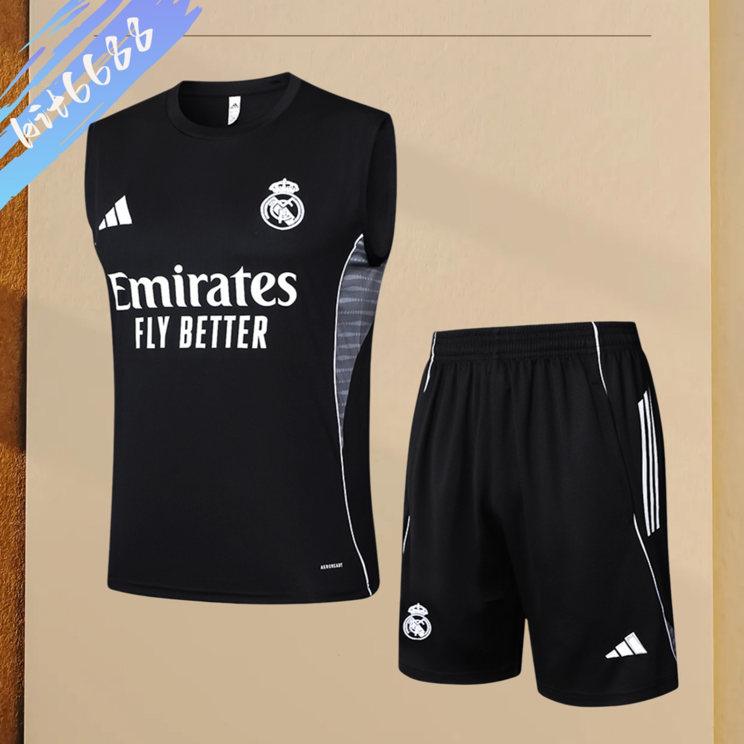 2025/2026 Real Madrid black adult vest training suit (Adult Kit)