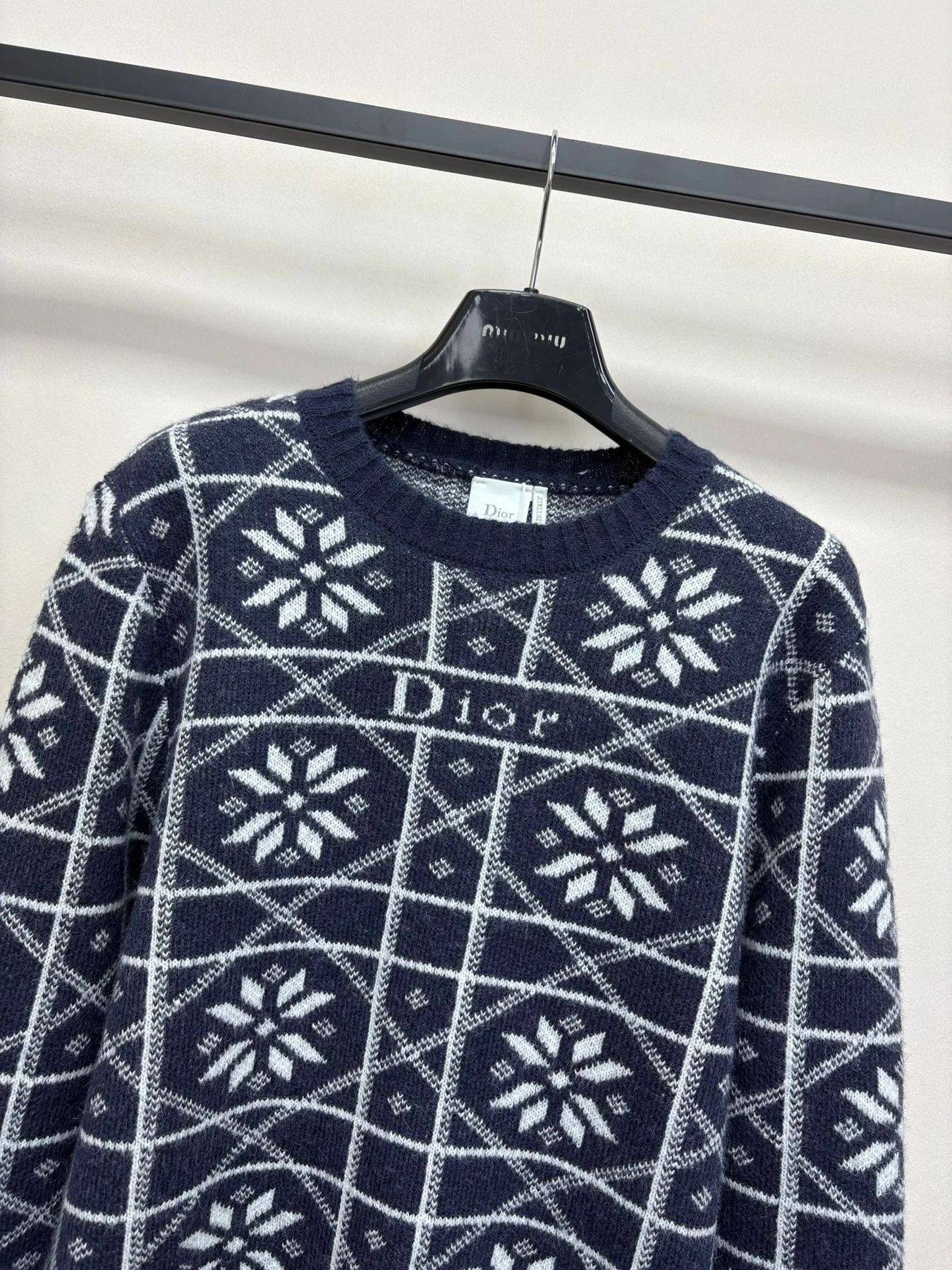 Dior 26FW Nordic Snowflake Jacquard Navy Blue Sweatshirts JI624987