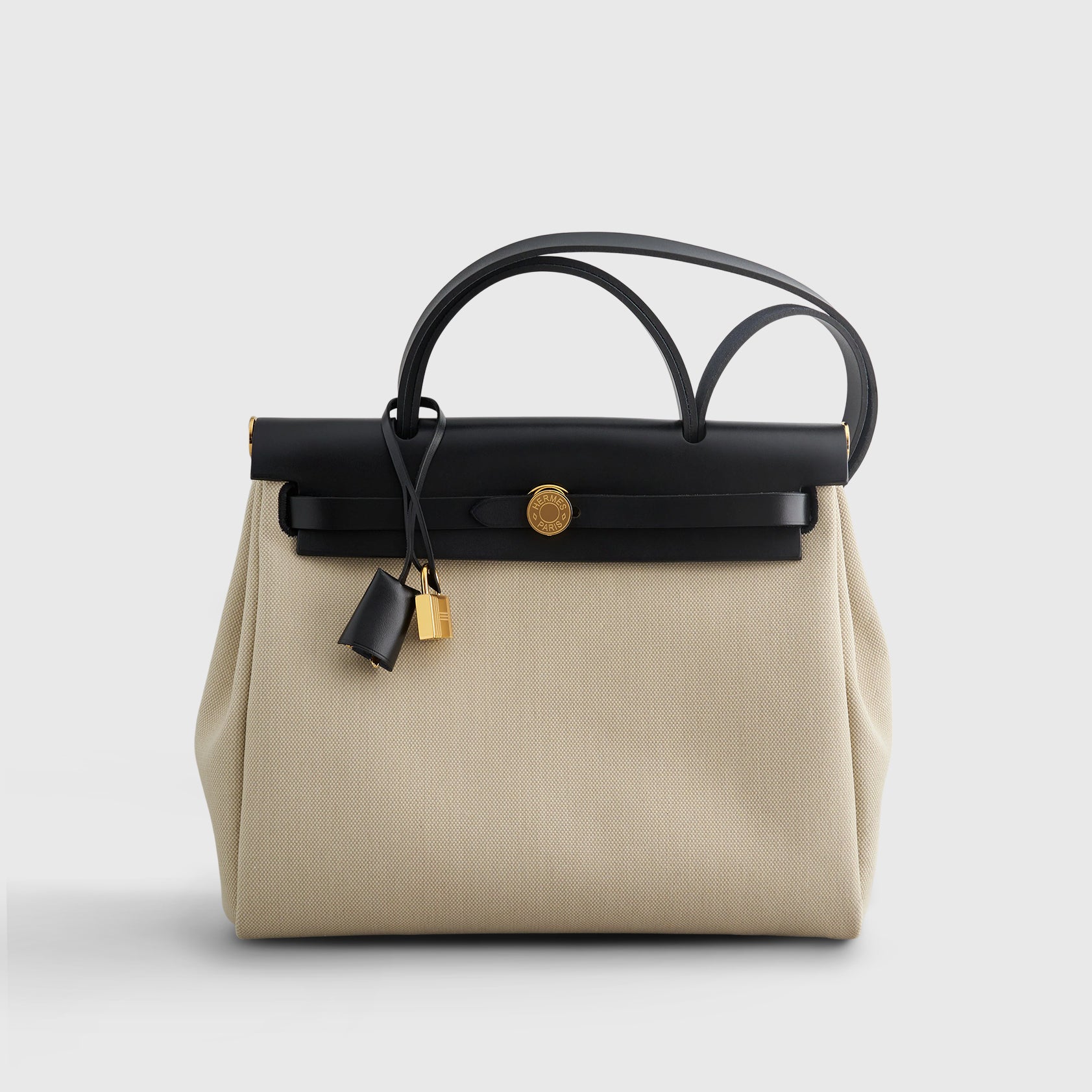 Hermès Herbag Zip 31 Toila Beton / Black Retourne Gold Hardware